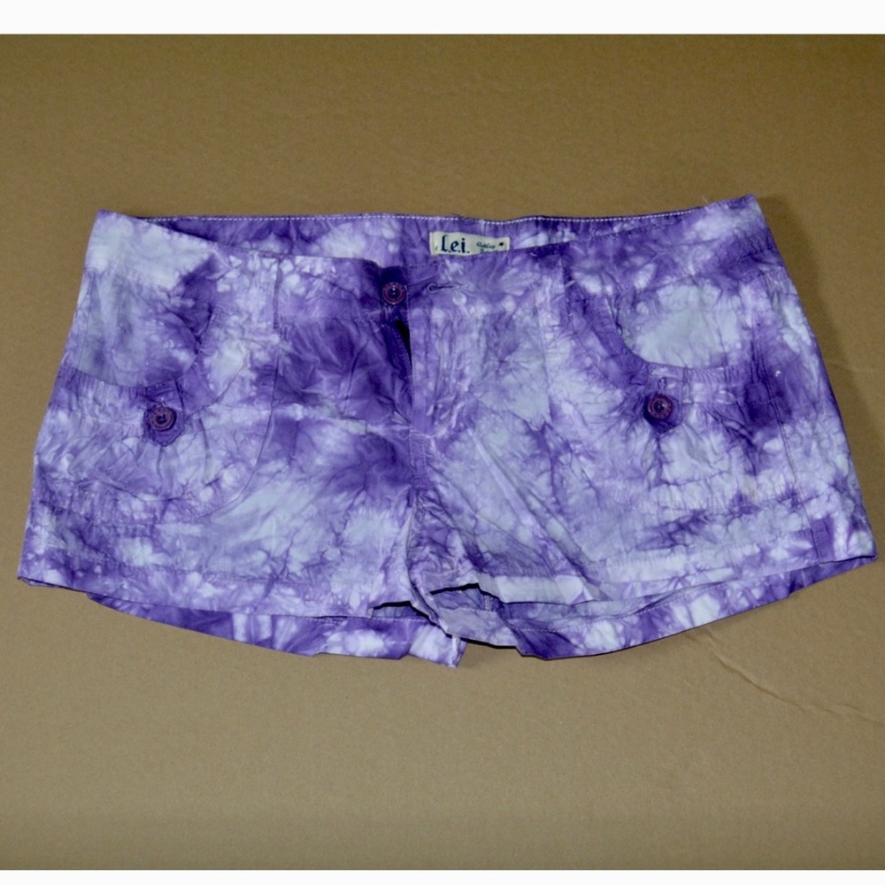 Purple tie-dye shorts
